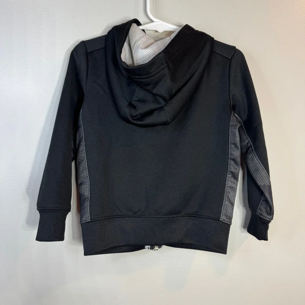 Nike Dri Fit‎ Track Jacket Toddler 2T Black Gray Full Zip Hooded Sweatshirt